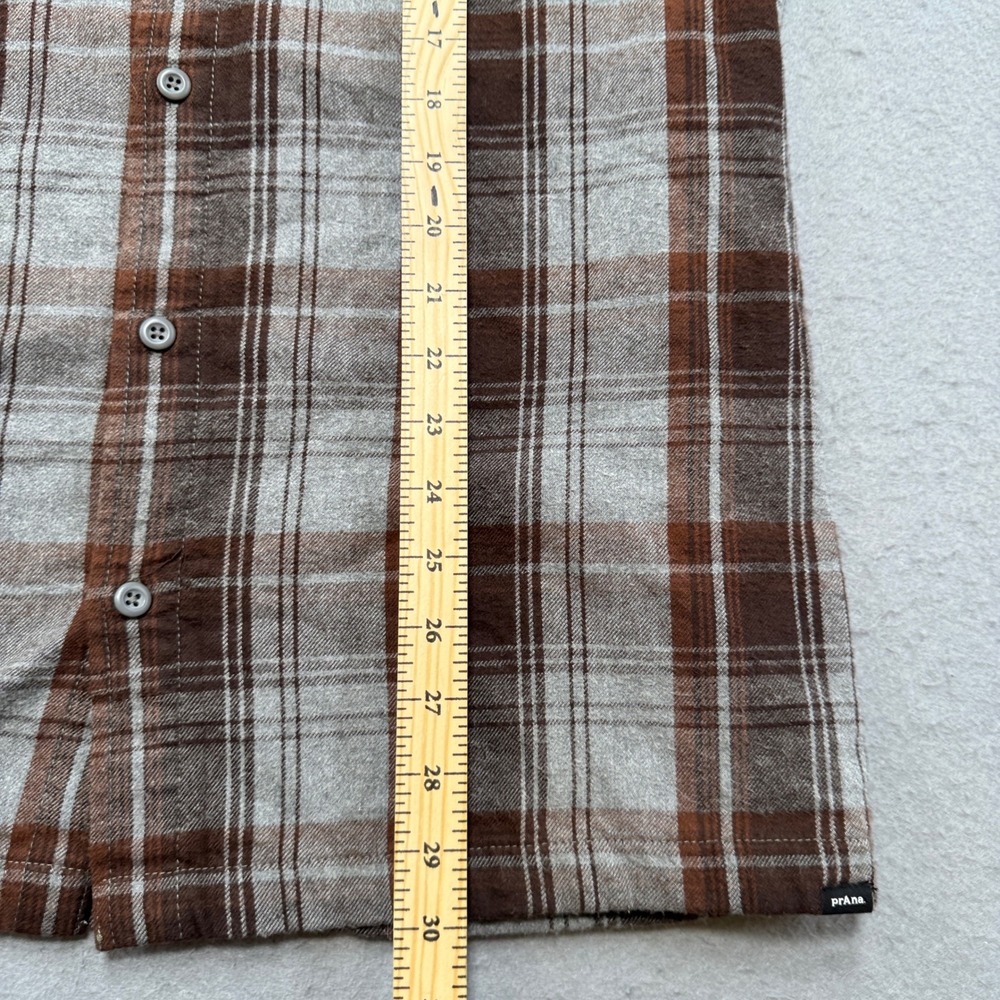 Prana Flannel Shirt Men's Large Brown Plaid Waffle Lined Long Sleeve Button Down - Picture 5 of 7